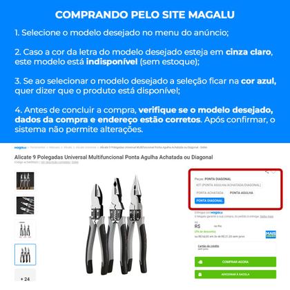 Alicate 9 Polegadas Universal Multifuncional Profissional Ponta Agulha Achatada Diagonal ou Kit Cabo Emborrachado - Modus Imagem de Alicate 9 Polegadas Universal Multifuncional Profissional Ponta Agulha Achatada Diagonal ou Kit Cabo Emborrachado