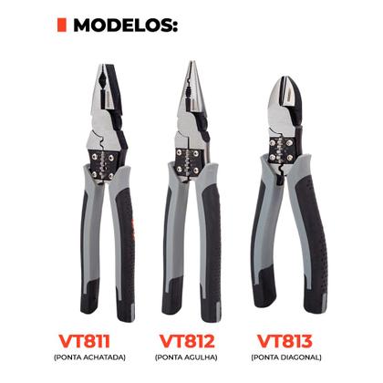 Alicate 9 Polegadas Universal Multifuncional Profissional Ponta Agulha Achatada Diagonal ou Kit Cabo Emborrachado - Modus Imagem de Alicate 9 Polegadas Universal Multifuncional Profissional Ponta Agulha Achatada Diagonal ou Kit Cabo Emborrachado