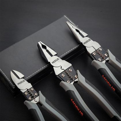 Alicate 9 Polegadas Universal Multifuncional Profissional Ponta Agulha Achatada Diagonal ou Kit Cabo Emborrachado - Modus Imagem de Alicate 9 Polegadas Universal Multifuncional Profissional Ponta Agulha Achatada Diagonal ou Kit Cabo Emborrachado