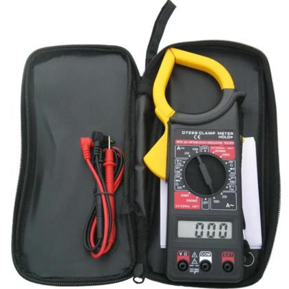 Imagem de Alicate amperimetro digital completo com estojo protecao 750v 20a 200a multimetro hold profissional