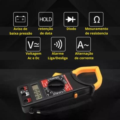 Imagem de Alicate Amperímetro Digital Profissional 1000vbeep Data Hold