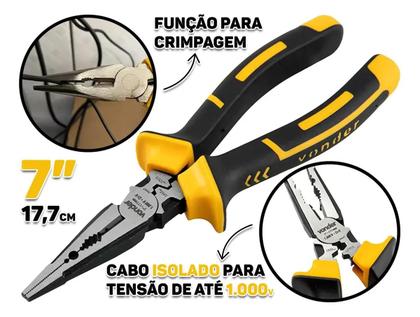 Imagem de Alicate Bico Meia Cana Reto 7" com Isolação Até 1000V - Vonder