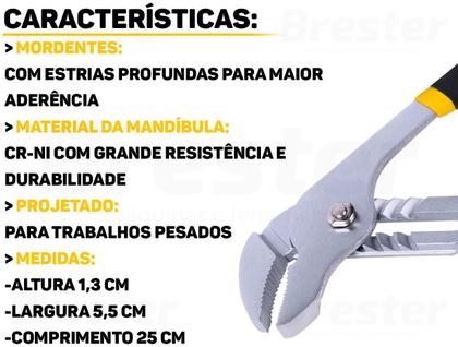 Imagem de Alicate Bomba D'água Aço Carbono Para Tubos E Encanamentos Cabo Emborrachado 25cm Hutz 