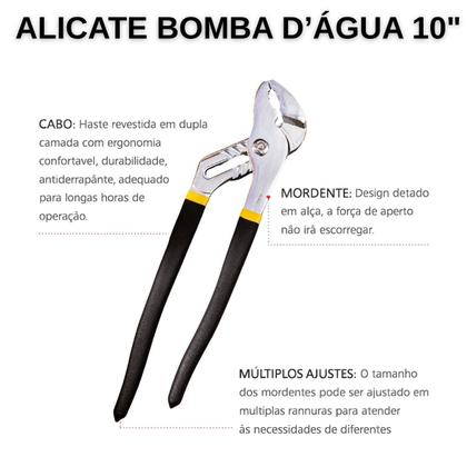 Imagem de Alicate Bomba Dágua 10 Polegadas 25cm Bico Papagaio Aço Resistente Profissional