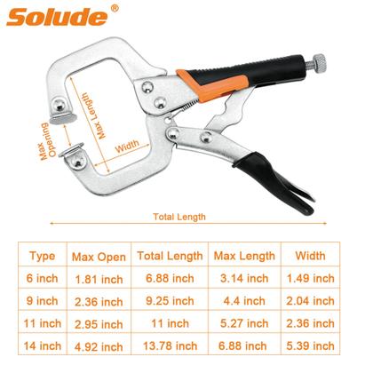 Imagem de Alicate C-Clamp pesado de 9 polegadas Clamps SOLUDE, pacote com 4