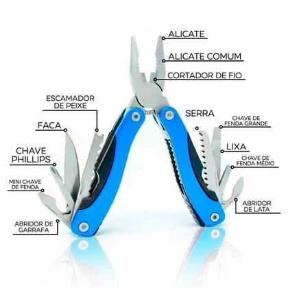 Imagem de Alicate Canivete Multiuso Multifuncional Suiço Inox Militar