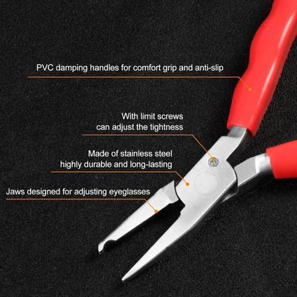 Imagem de Alicate Conserto Óculos Ourives Joalheiro Relojoeiro Bijuteria Emborrachados Ajuste Ferramentas Precisão Ópticas Profissionais Hastes Ponte Parafusos