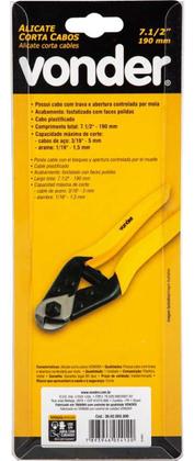 Imagem de Alicate Corta Cabos De Aço C/ Mola 7. 1/2 / 190mm 5mm Vonder