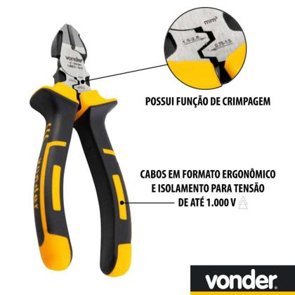 Imagem de Alicate Corte Diagonal Isolado 6 Pol Eletricista Vonder