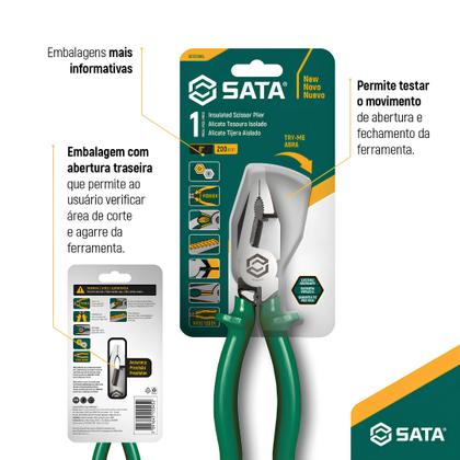 Imagem de Alicate Corte Tesoura Profissional Isolado 8 ST72504L Sata