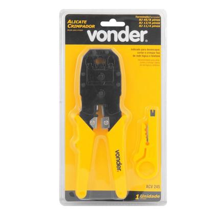 Imagem de Alicate Crimpador Plug 3x1 RJ11 RJ12 RJ45 ac245/8 Vonder