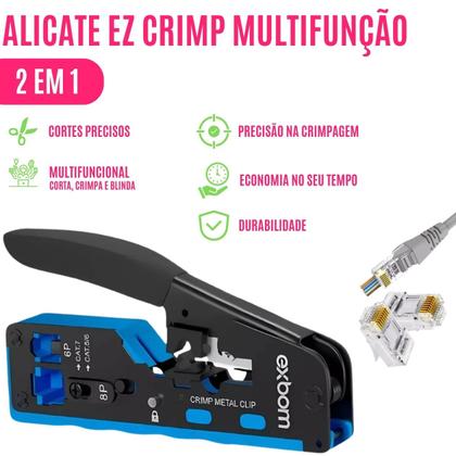 Imagem de Alicate Crimpar de Corte Multifuncional Terminal Ferramenta RJ11 RJ45 RJ12 Profissional Rede Conector 