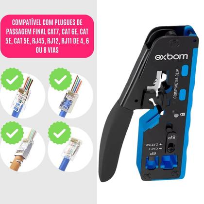Imagem de Alicate Crimpar de Corte Multifuncional Terminal Ferramenta RJ11 RJ45 RJ12 Profissional Rede Conector 