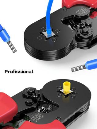 Imagem de Alicate Crimpar Prensa Com Catraca Ajustável Trava de Segurança Terminal Ilhos Tubular 0,25 A 10mm² 6-4A Profissional 1710