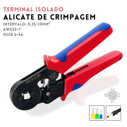 Imagem de Alicate Crimpar Prensa Terminal Ilhos Tubolar 0,25mm Até 10mm² Pressão 1200 ilhos de bitolas variadas