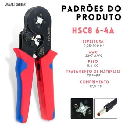 Imagem de Alicate Crimpar Prensa Terminal Ilhos Tubolar 0,25mm Até 10mm² Pressão 1200 ilhos de bitolas variadas