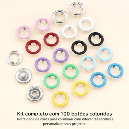 Imagem de Alicate de aplicar botão de metal 35 tictac mais 100 botões pressão Eberle coloridos para roupas