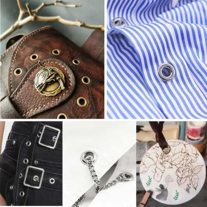 Imagem de Alicate de aplicar ilhós 54 com 500 ilhoses e arruela furador agulhão papelaria artesanato cartonagem fixador aplicador 