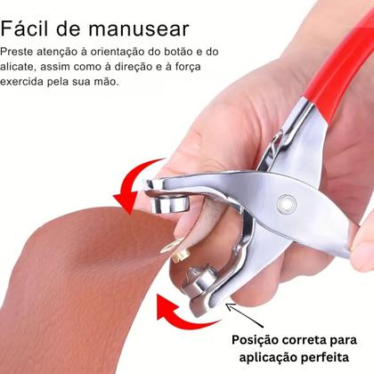 Imagem de Alicate de aplicar ilhós 54 com 500 ilhoses e arruela furador agulhão papelaria artesanato cartonagem fixador aplicador 