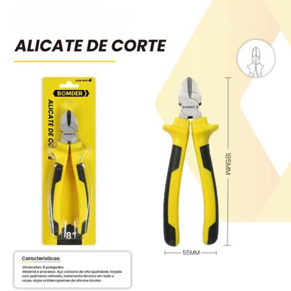 Imagem de Alicate De Corte Diagonal 8 Polegadas 185mm Multiuso Profissional - BOMDER