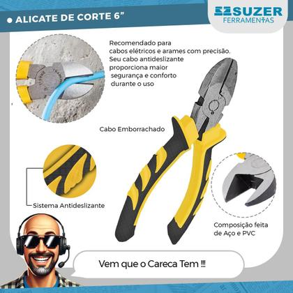 Imagem de Alicate de Corte Diagonal Rente 6 Polegadas Cabo Emborrachado 16cm