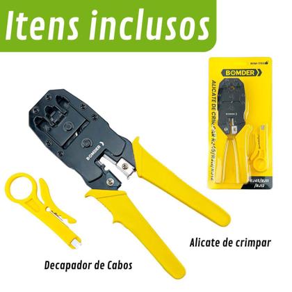 Imagem de Alicate de Crimpar RJ11/1245 com Decapador e Cortador de Cabo e Fio Cabo de Rede Telefonia Crimpador