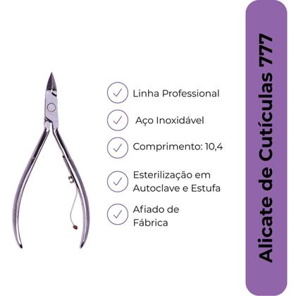 Imagem de Alicate de Cuticula Mundial 777 Kit com 12 Unidades, Profissional Aço Inox