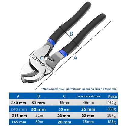 Imagem de Alicate De Desencapar Fios Para Eletricista 6 8 10 Polegadas Tesoura Manual Para Cortar Cabos