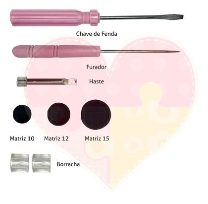 Imagem de Alicate De Pressão Para Aplicar Pregar Botão Plástico +120 Botões Ritas Sortidos Coração 10mm 12mm