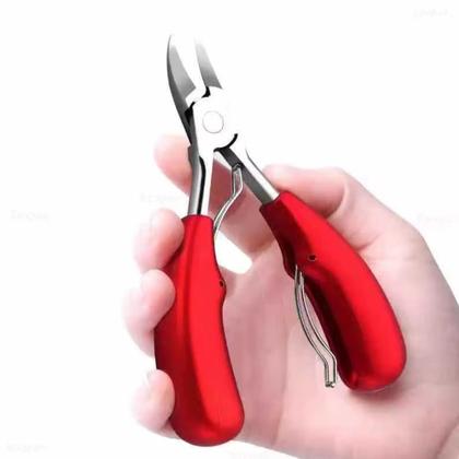 Imagem de Alicate de unha profissional 2 molas ideal corte de unha dura Cabo vermelho.