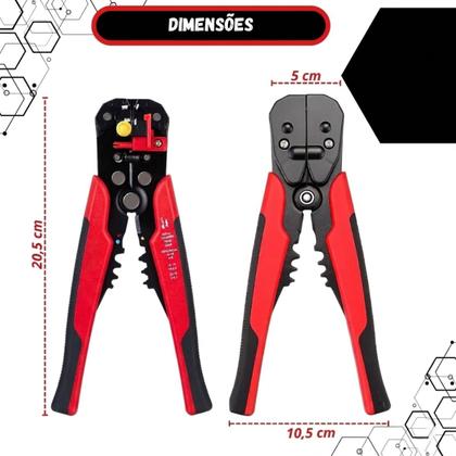 Imagem de Alicate Desencapador Profissional 3 em1 Decapador Descascador Emborrachado Cortador e Crimpador com Ajuste Preciso