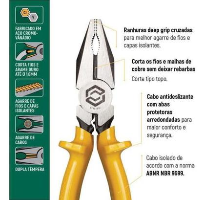 Imagem de Alicate Eletricista Universal Sata Isolado 1000v 8 Polegadas