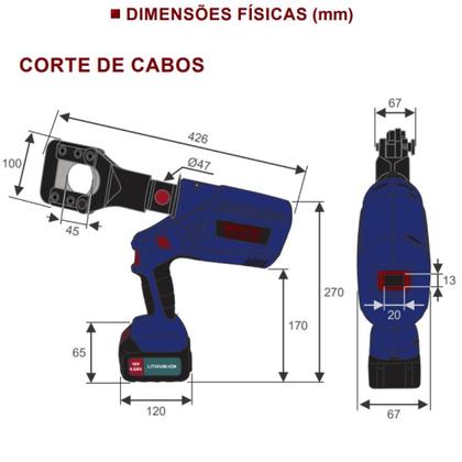 Imagem de Alicate Elétrico Hidráulico EZ-45A/300  Cripagem e Corte de Cabos com Bateria e Maleta