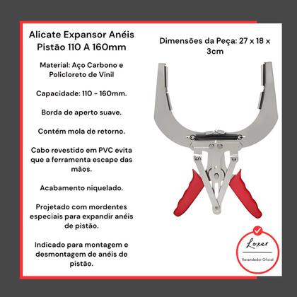 Imagem de Alicate Expansor Para Anéis De Pistão De 110 A 160mm - Loxer