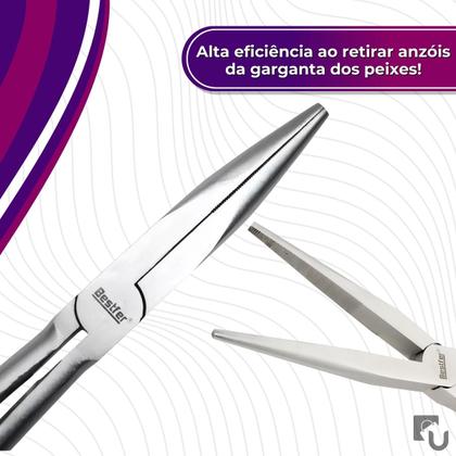 Imagem de Alicate Extra Longo Bico Reto Profissional De Pesca Para Retirar Anzol Do Peixe Bestfer
