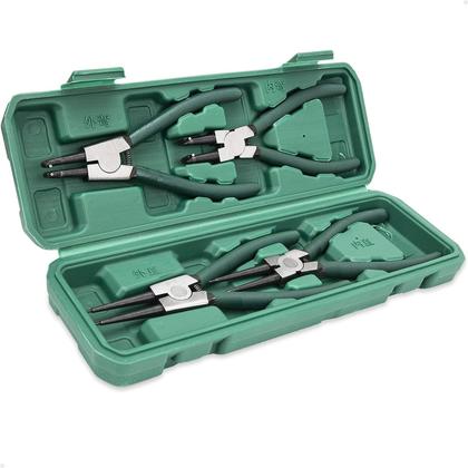 Imagem de Alicate Extrator de Anéis Bico Curvo Reto Interno Externo 7 polegadas Kit 4 Peças Lorben GT6217