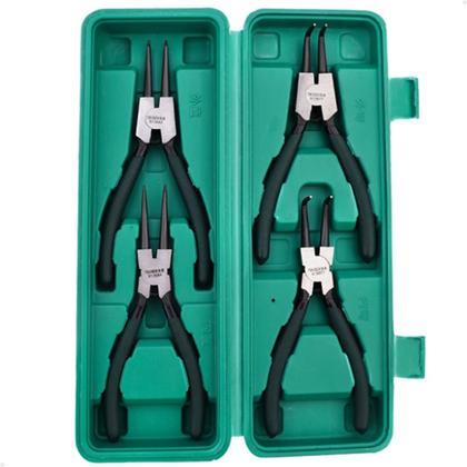 Imagem de Alicate Extrator de Anéis Bico Curvo Reto Interno Externo 7 polegadas Kit 4 Peças Lorben GT6217