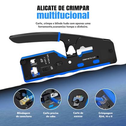 Imagem de Alicate EZ Crimp para Conectores RJ45 RJ12 e RJ11 Redes Cat 7 Cat 6 e Cat 5e Profissional