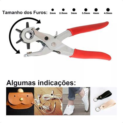 Imagem de Alicate Furador Vazador Cinto Tecidos 6 Furos Profissional