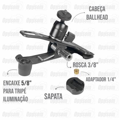 Imagem de Alicate Garra Super Clamp Greika Com Ballhead Sapata Para Monitor Flash Magic Arm