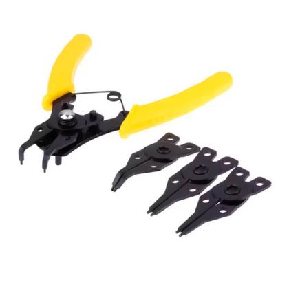 Imagem de Alicate Instalação Remoção Anéis elásticos Jogo Com 4 Cabeças Pontas Intercambiáveis