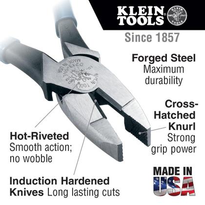 Imagem de Alicate Linemans Klein Tools D20009NEGLW, cortador lateral de 9 polegadas