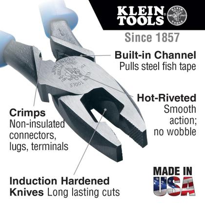Imagem de Alicate Linemans Klein Tools J2000-9NECRTP High Leverage de 9 polegadas