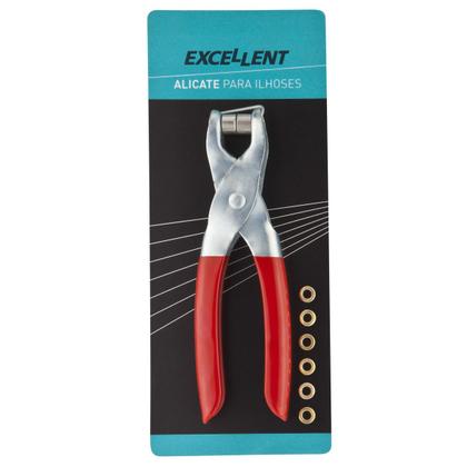 Imagem de Alicate Manual Para Vazar Pregar Aplicar Ilhós + 100 Ilhoses