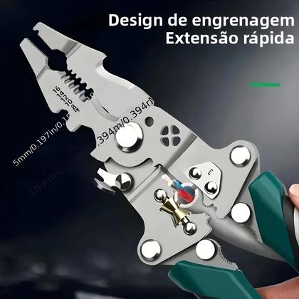 Imagem de Alicate Multifuncional Dobrável Para Desencapar Fios, Crimpar, Cortar E Torcer Tubos Elétricos E De