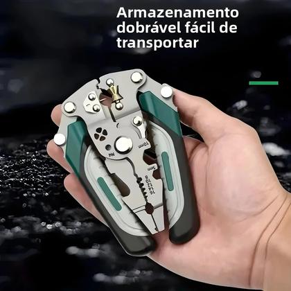Imagem de Alicate Multifuncional Dobrável Para Eletricista Com Design De Polia Para Desencapar E Crimpar Fios