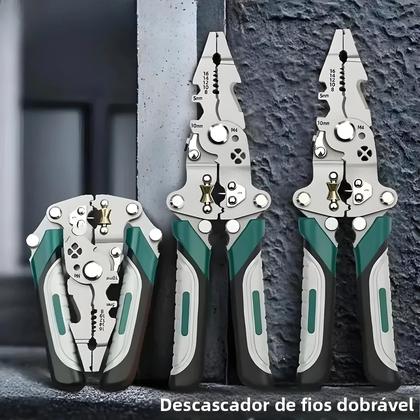 Imagem de Alicate Multifuncional Dobrável Para Eletricista Com Design De Polia Para Desencapar E Crimpar Fios