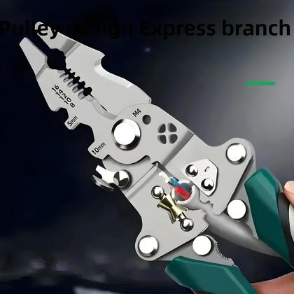 Imagem de Alicate Multifuncional Dobrável Para Eletricista Com Design De Polia Para Desencapar E Crimpar Fios