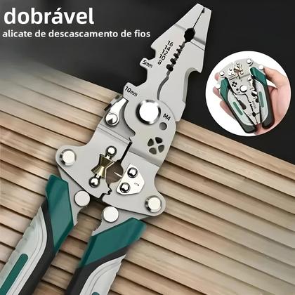 Imagem de Alicate Multifuncional Dobrável Para Eletricista Com Design De Polia Para Desencapar E Crimpar Fios