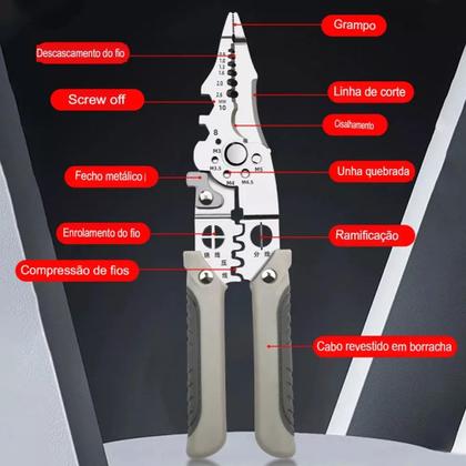 Imagem de Alicate Multiuso Função 22 Em 1 Cortador Descascador Prensar